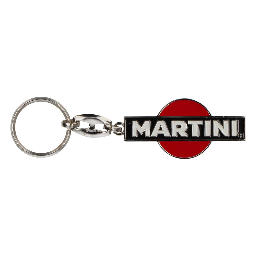 Martini Vermouth Metal Keychain, Black, Red, and White Lettering