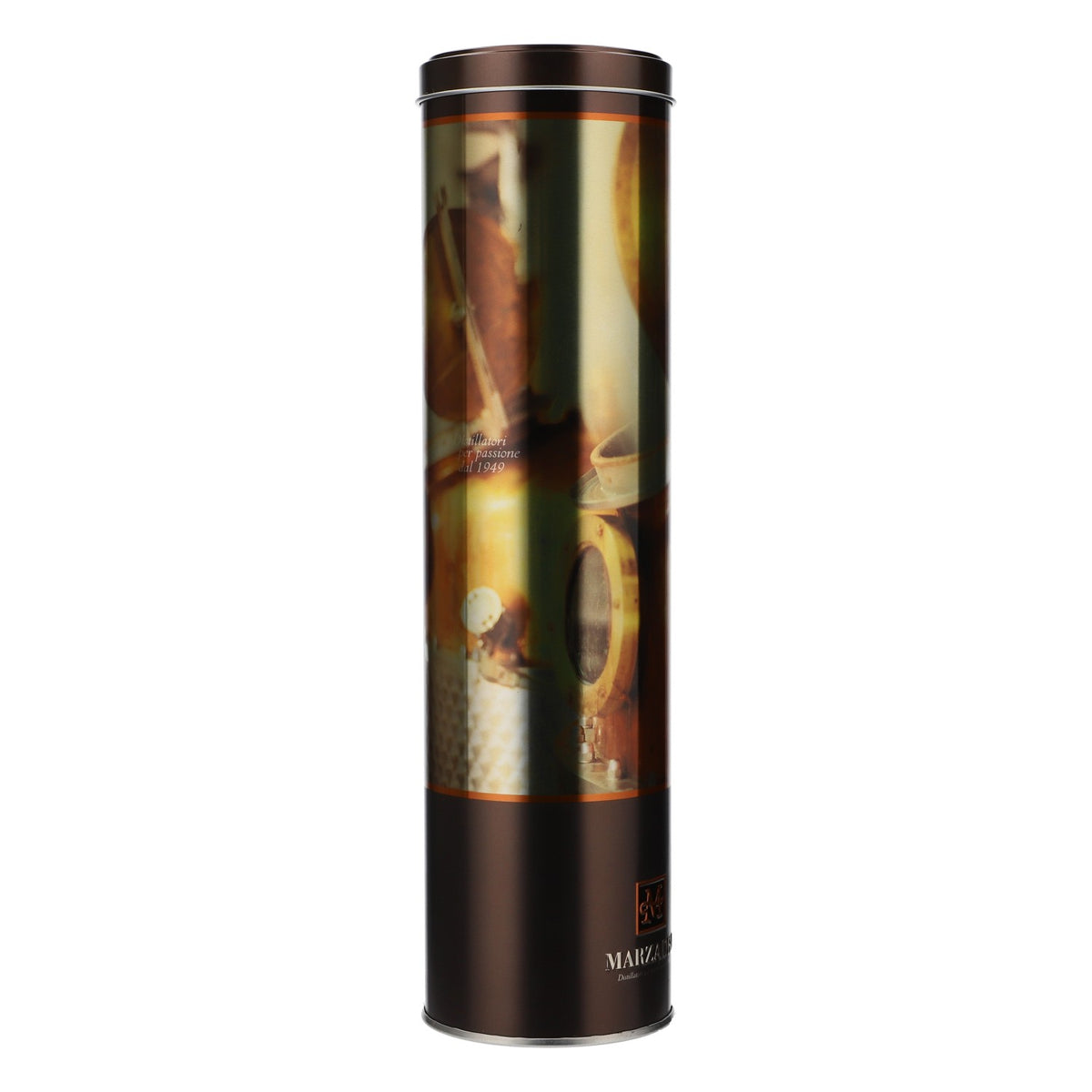 Marzadro Grappa Tin Can Bottle Packaging Gold Gift Packaging – View 2