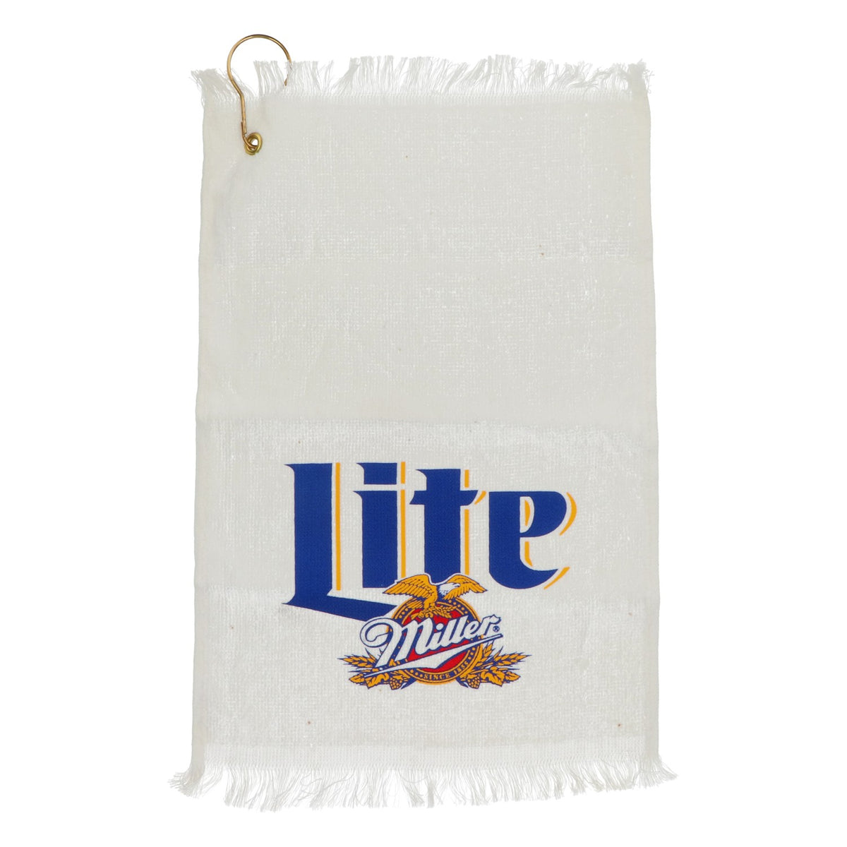 Miller Beer Towel Golf Towel with Clip and Carabiner Hook, White Cotton – View 2