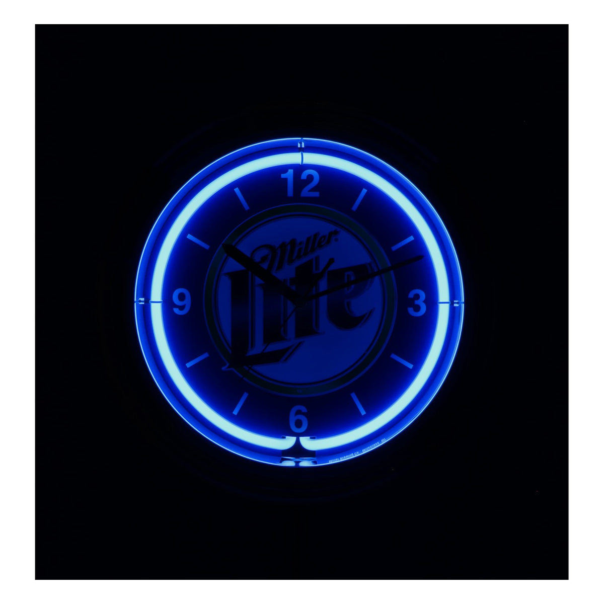 Miller Beer Wall Clock, Illuminated Neon Light, Blue, 37.5 cm, Home Bar, Retro – View 4