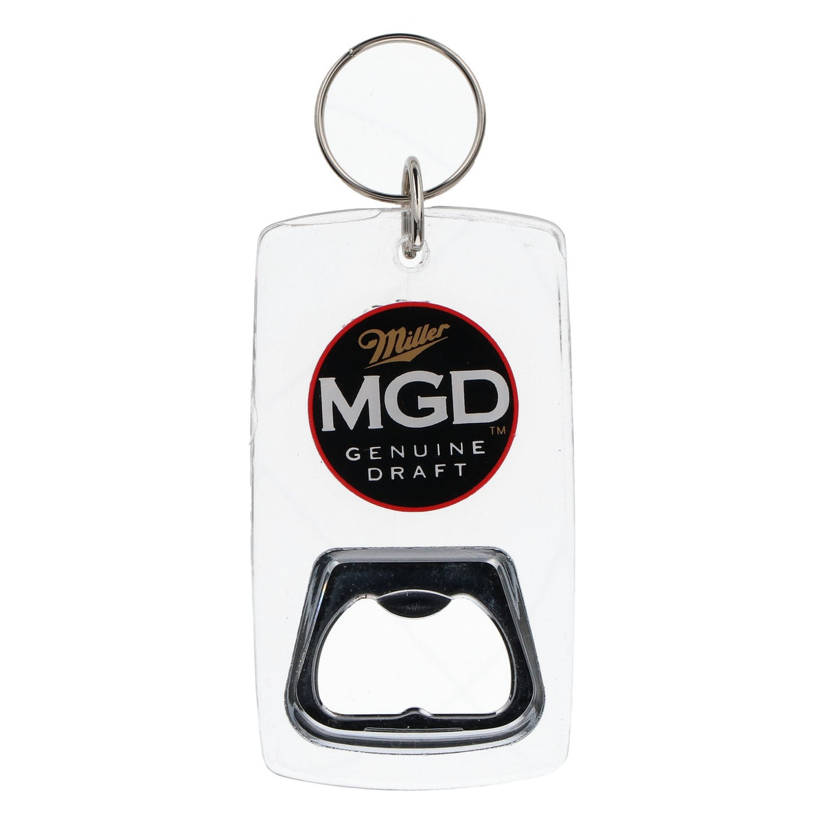 Miller MGD Bottle Opener Keychain, Clear Plastic – View 2
