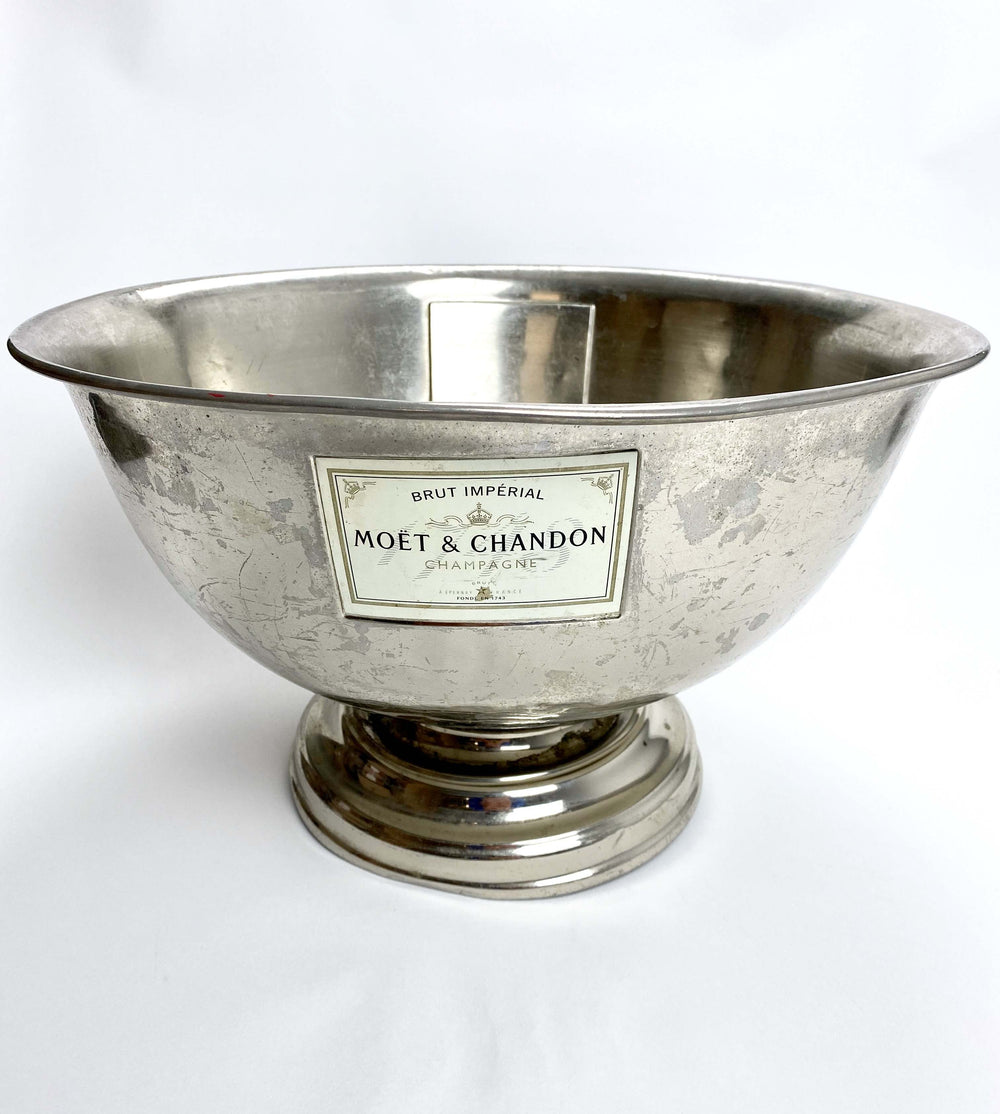 Moet Chandon Champagne Bottle Cooler Ice Cube Container Metal Tub Large Old