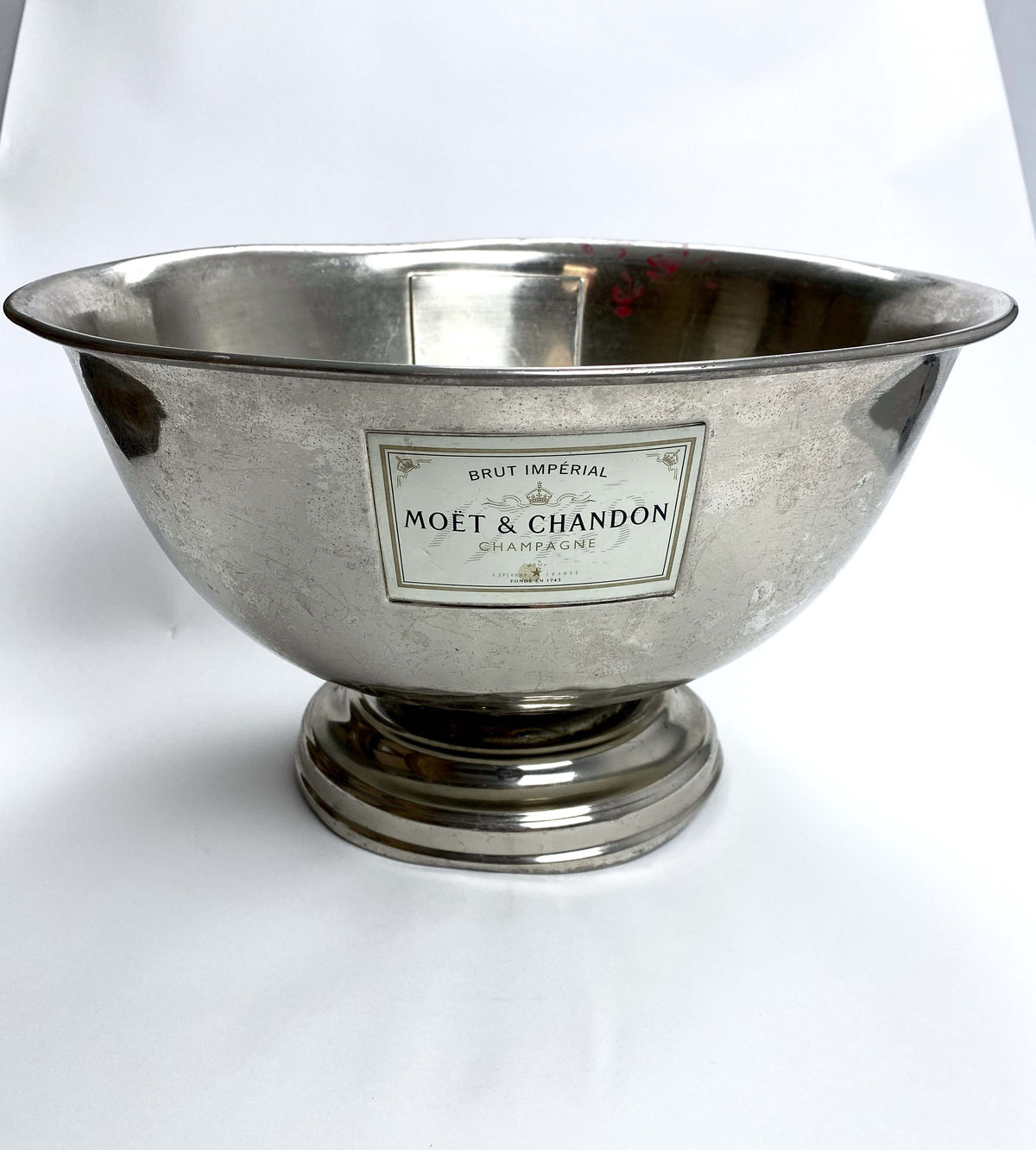 Moet Chandon Champagne Bottle Cooler Ice Cube Container Metal Tub Large Old – View 2