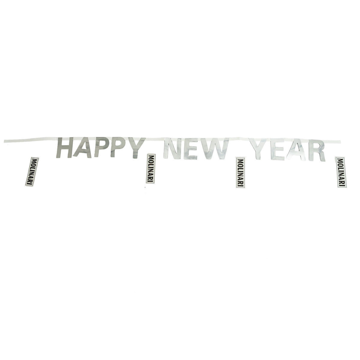 Molinari Sambuca Pennant Garland Party Decoration "Happy New Year" Silver – View 2