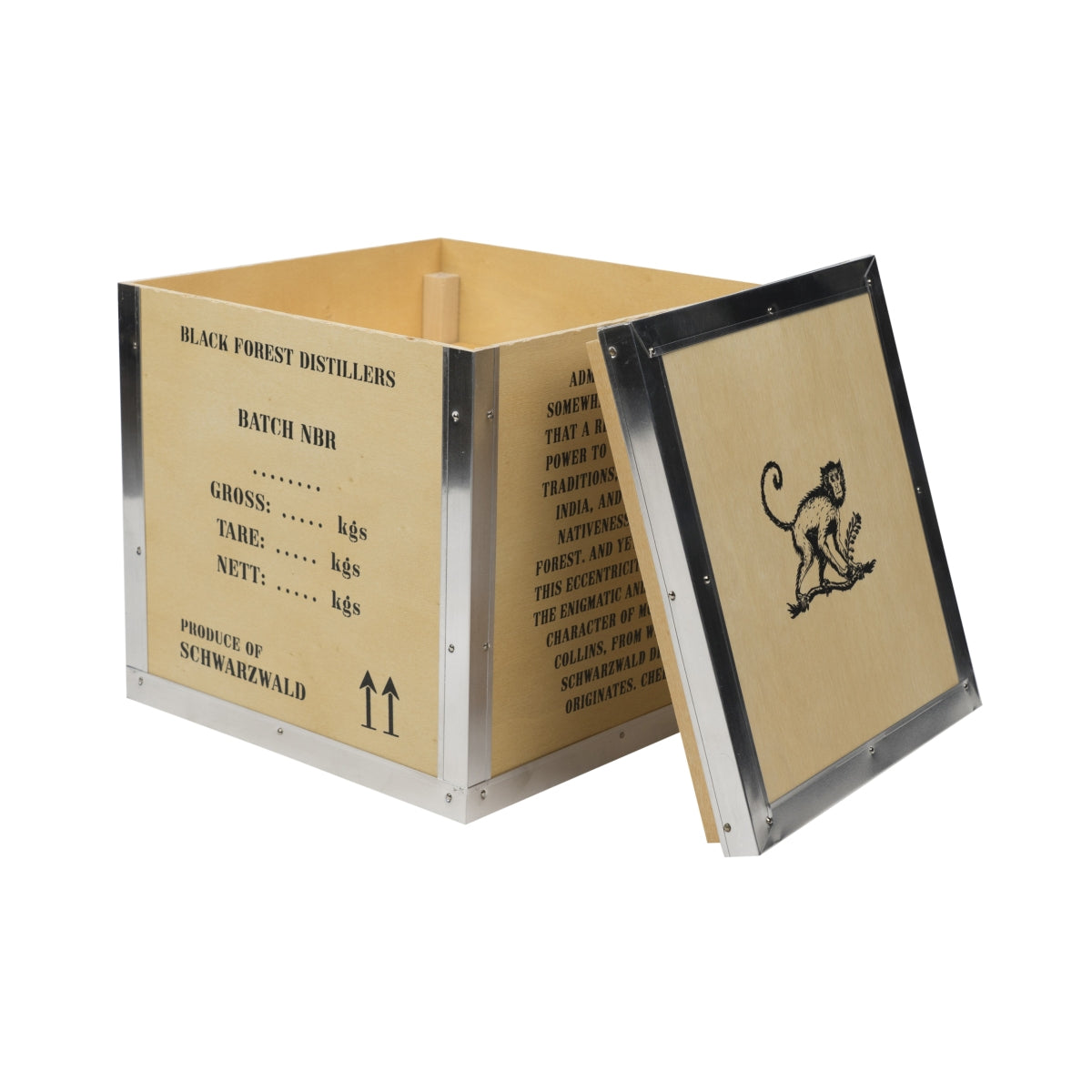 Monkey 47 Gin Wooden Box 20x20x20cm "Caution Wild Animal" Gift Box – View 3