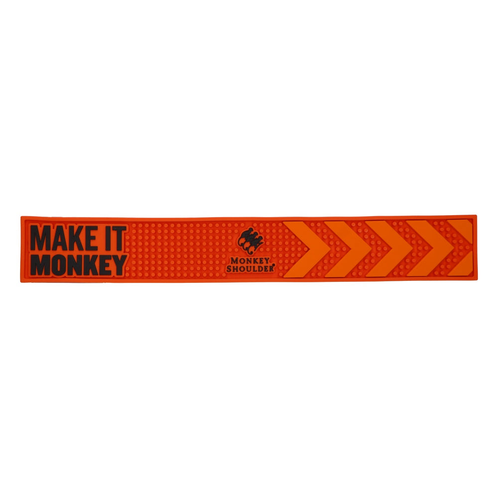 Monkey Shoulder Whiskey Bar Mat 60x8.5 cm, New, Rubber, Orange, Drip Mat, Runner