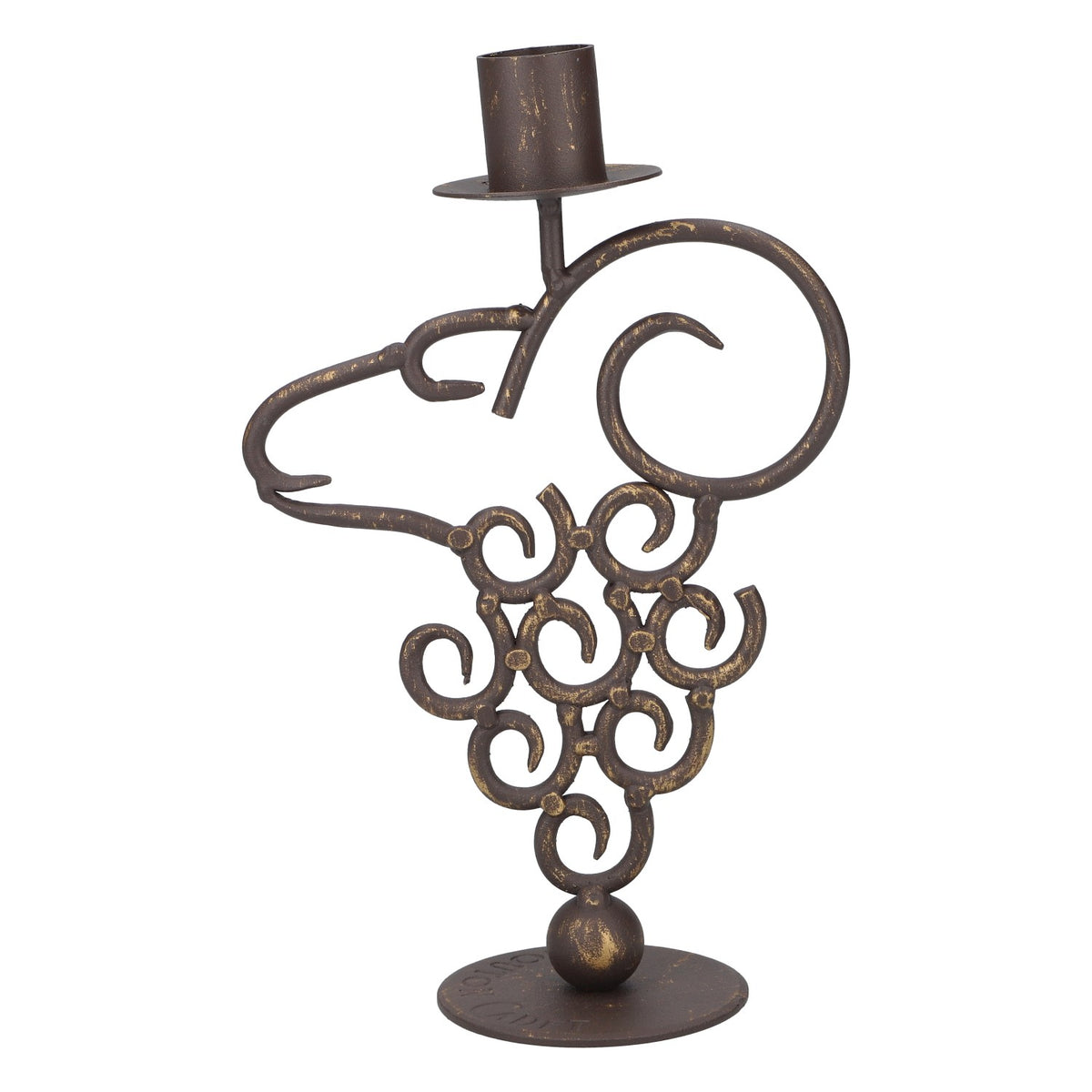Mouton Cadet Wine Candle Holder Decorative Metal Gray
