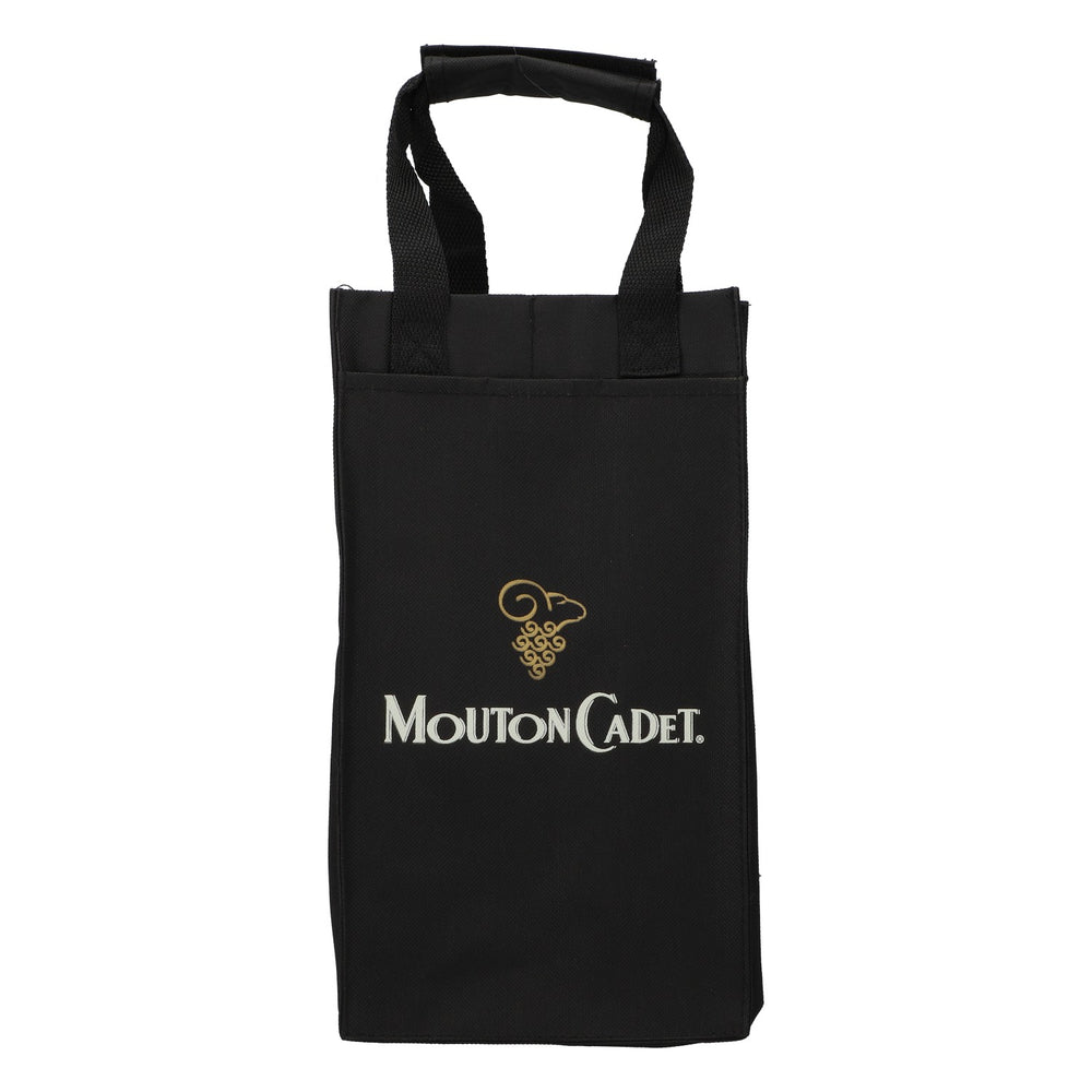 Mouton Cadet Wine Bag, 4-Compartment Bottle Holder, Black