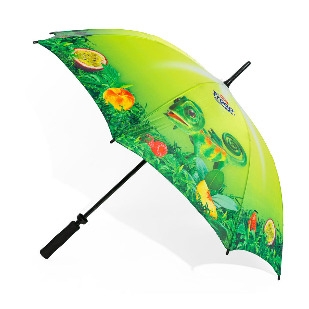 Müller Milch Automatic Umbrella with Soft Grip, Froop, Green, 101 cm Span