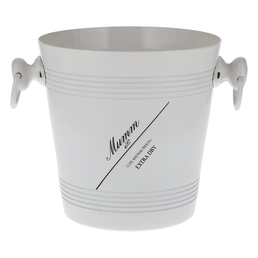 Mumm Champagne Ice Bucket Bottle Cooler Ice Cube Container, White with Metal Handle