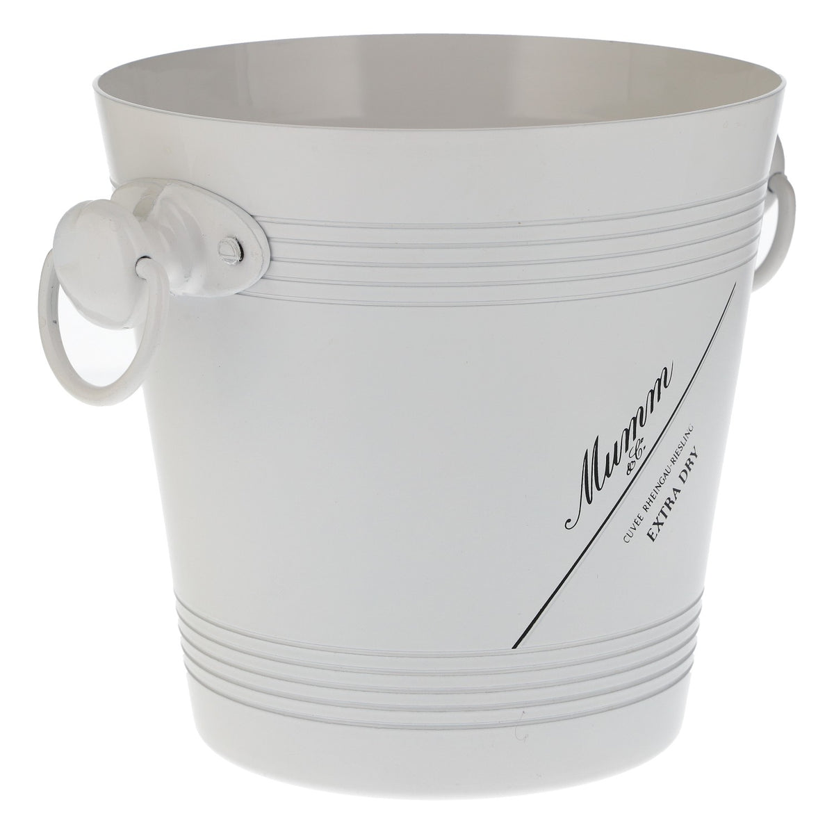 Mumm Champagne Ice Bucket Bottle Cooler Ice Cube Container, White with Metal Handle – View 2
