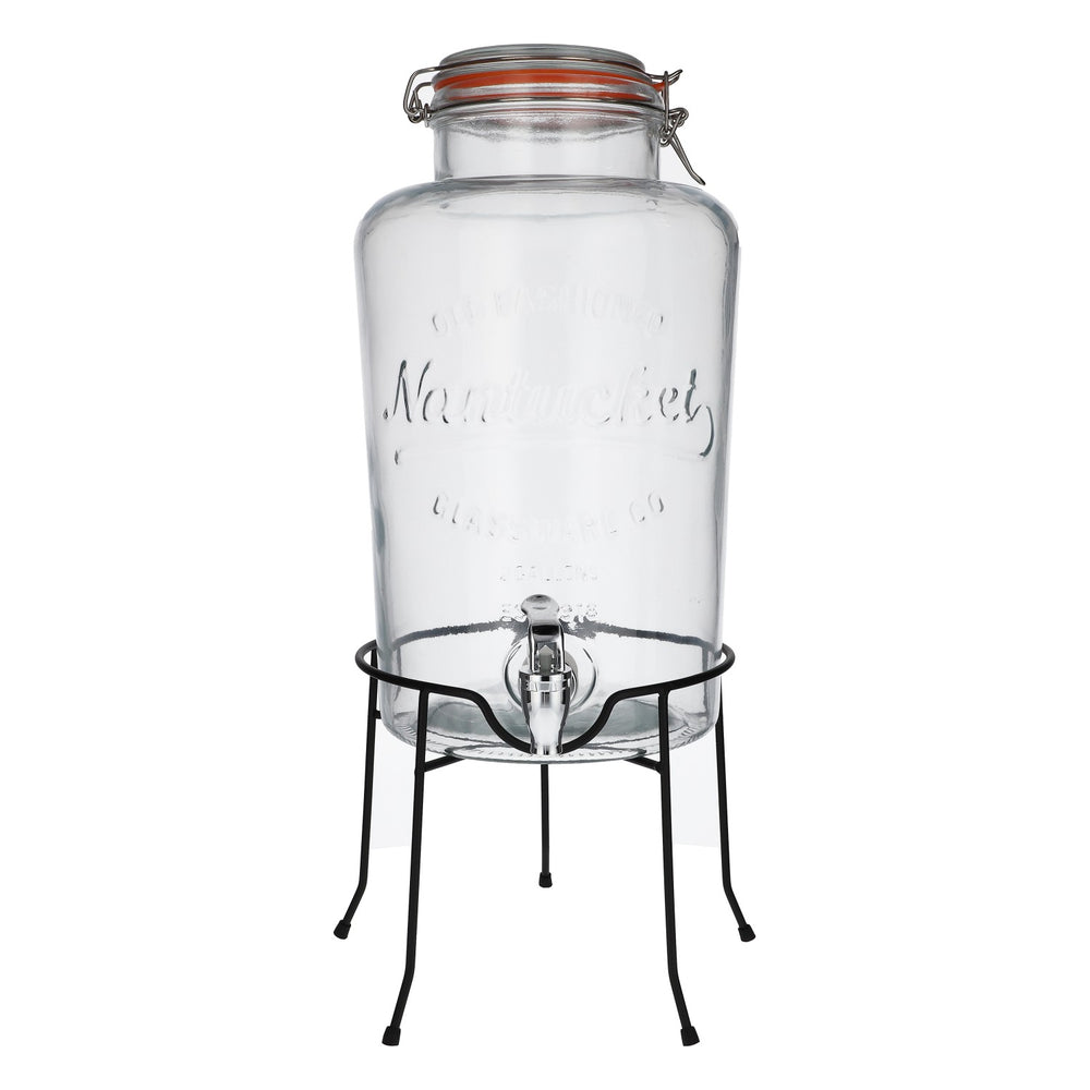 Nantucket Soft Drink Beverage Dispenser with Metal Stand, 8 Liters