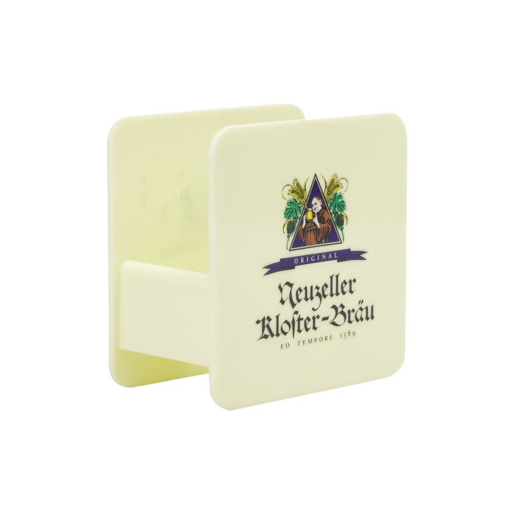 Neuzeller Kloster Bräu beer coaster holder table display beige coasters