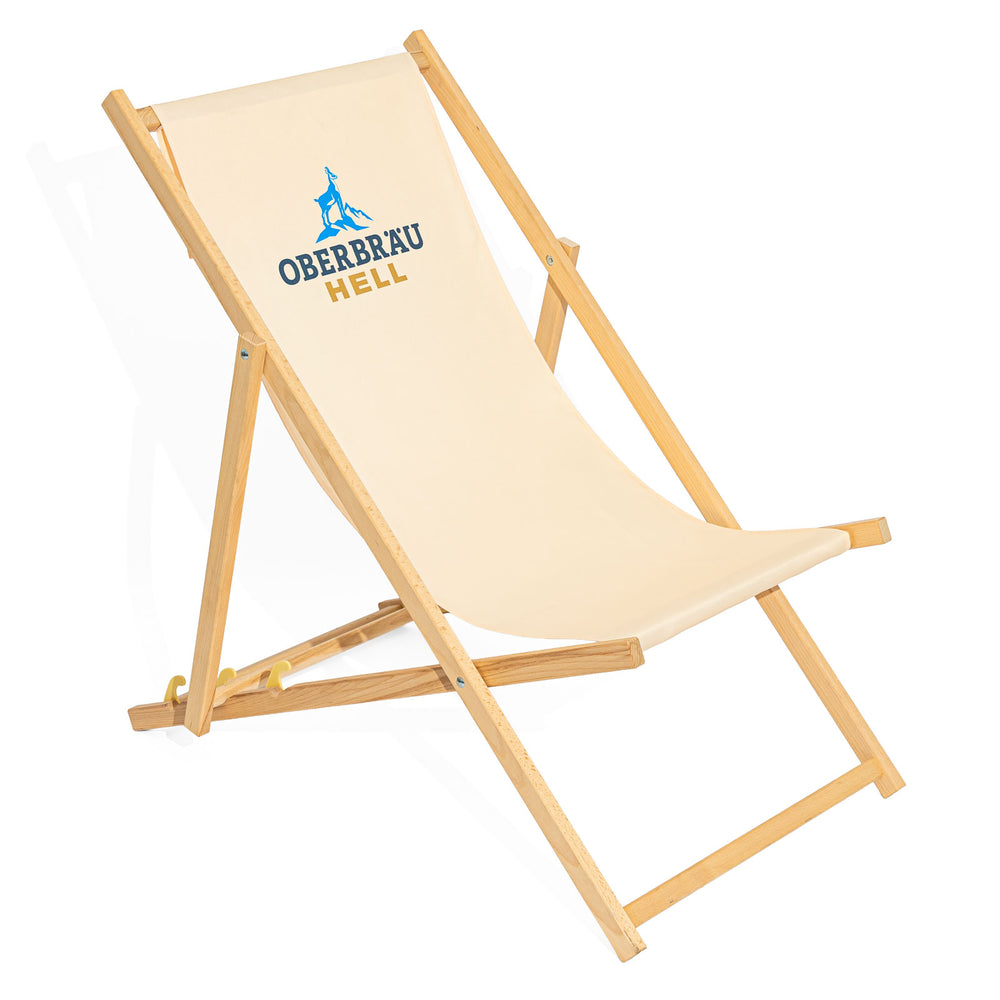 Oberbräu Light Beer Beige Wooden Deck Chair