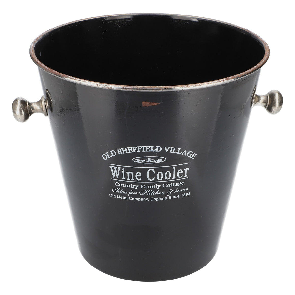 Old Sheffield Vintage Bottle Cooler Wine Cooler Ice Bucket Black with Handle