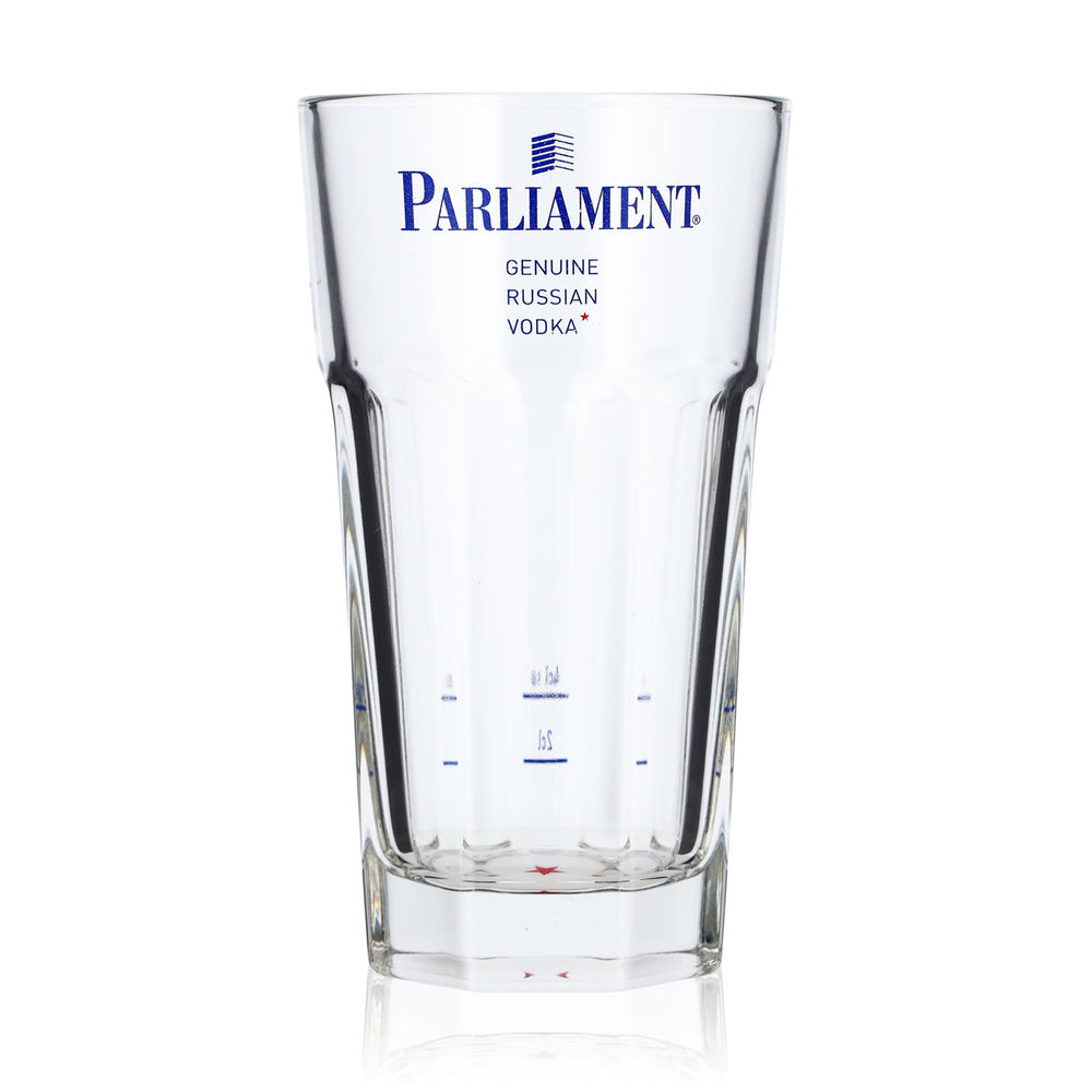 Parliament Vodka Glass 0.32 L, Contoured Cup with Blue Logo, 2 cl/4 cl
