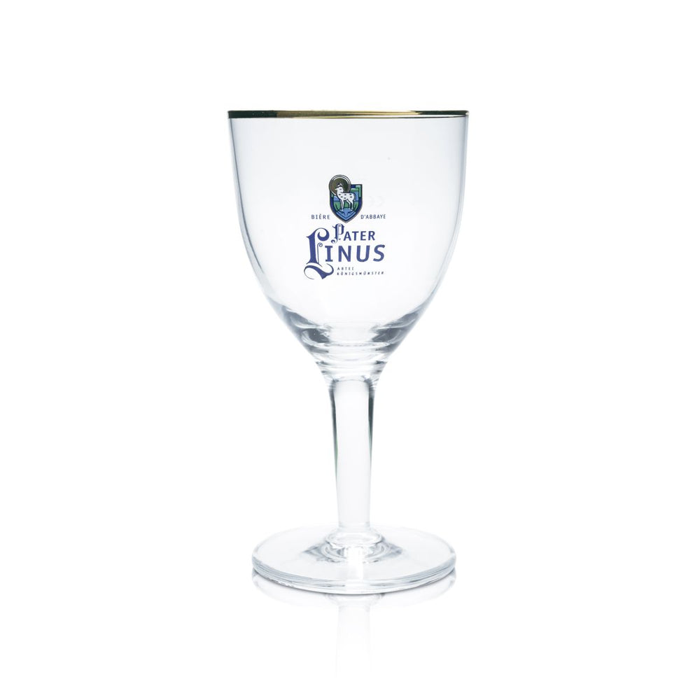 Father Linus beer glass 0.25l Abbey goblet glass gold rim Abbey Königsmünster oak
