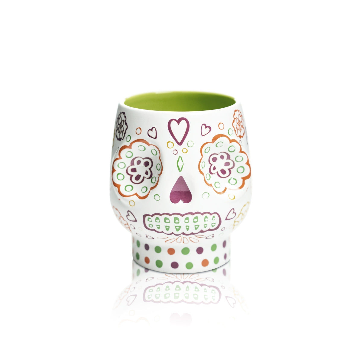 Patron Tequila Glass 0.3l Skull Mug Ceramic Dia de los Muertos Green Bar – View 2