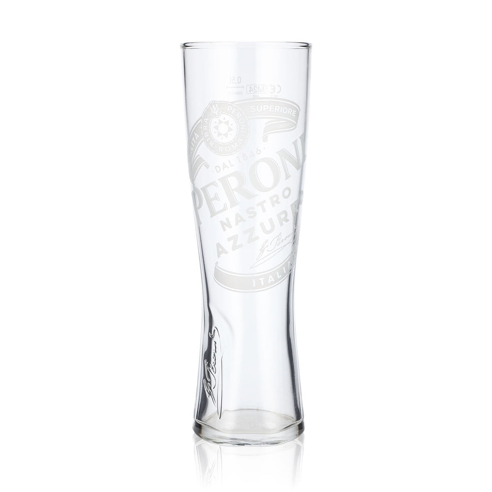 Peroni beer glass 0.5l trophy glass "Nastro Azzuro" signature relief at the bottom
