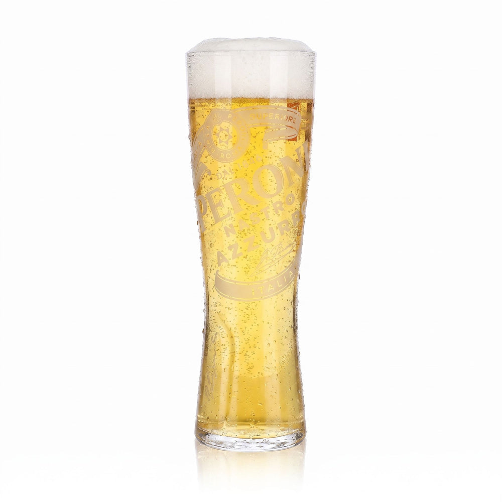 Peroni Beer Glass, 0.5 L, Goblet-Style, Red Vertical Logo (Signature)