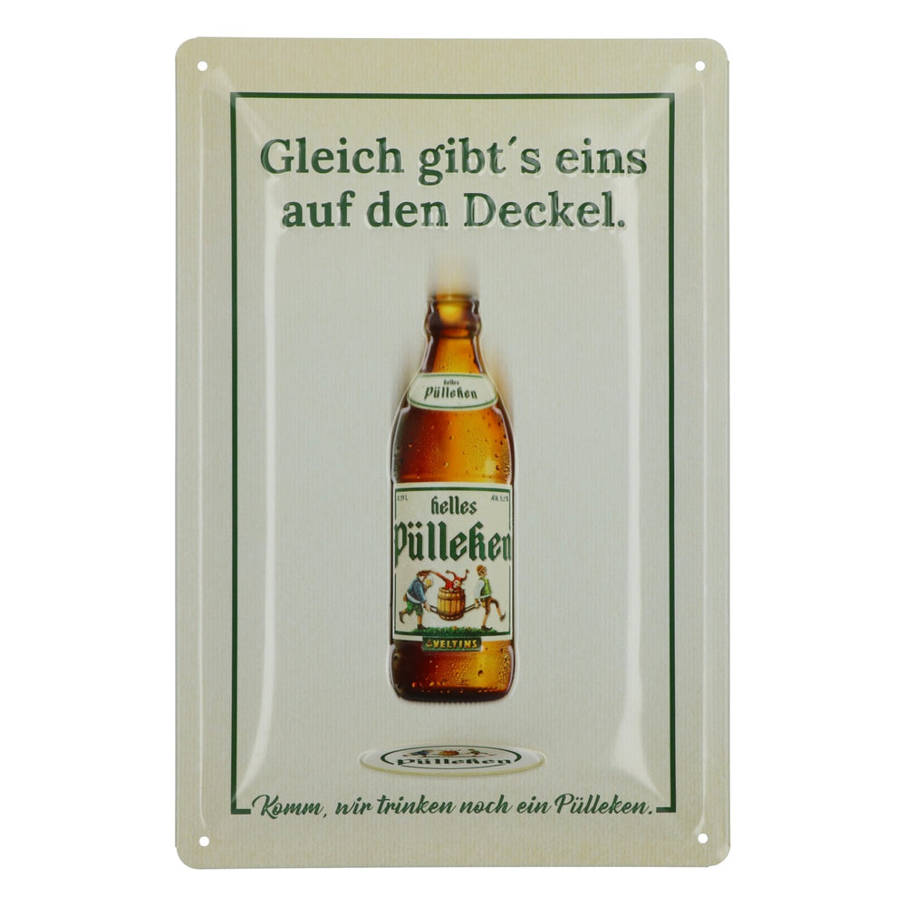 Pülleken Beer Metal Sign "Here's one for the bottle cap" Wall Decoration
