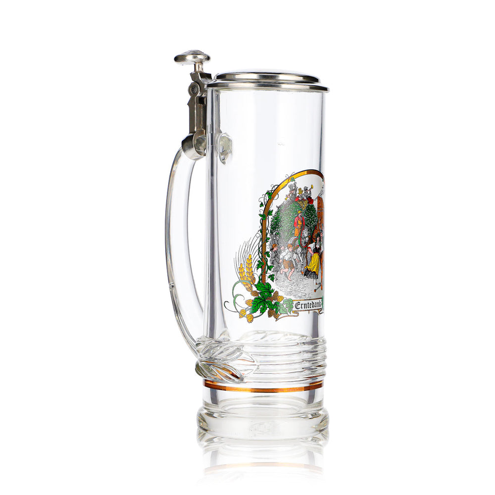 Rastal Beer Glass, 0.5-Liter Jug, Harvest Festival, Silver Lid