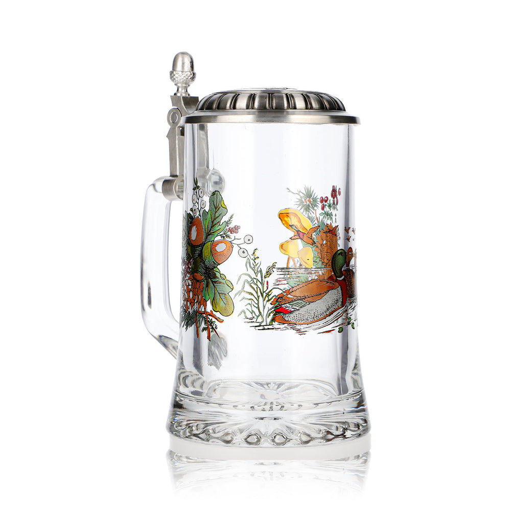 Rastal Beer Glass 0.5-Liter Jug with Pewter Lid, Ducks