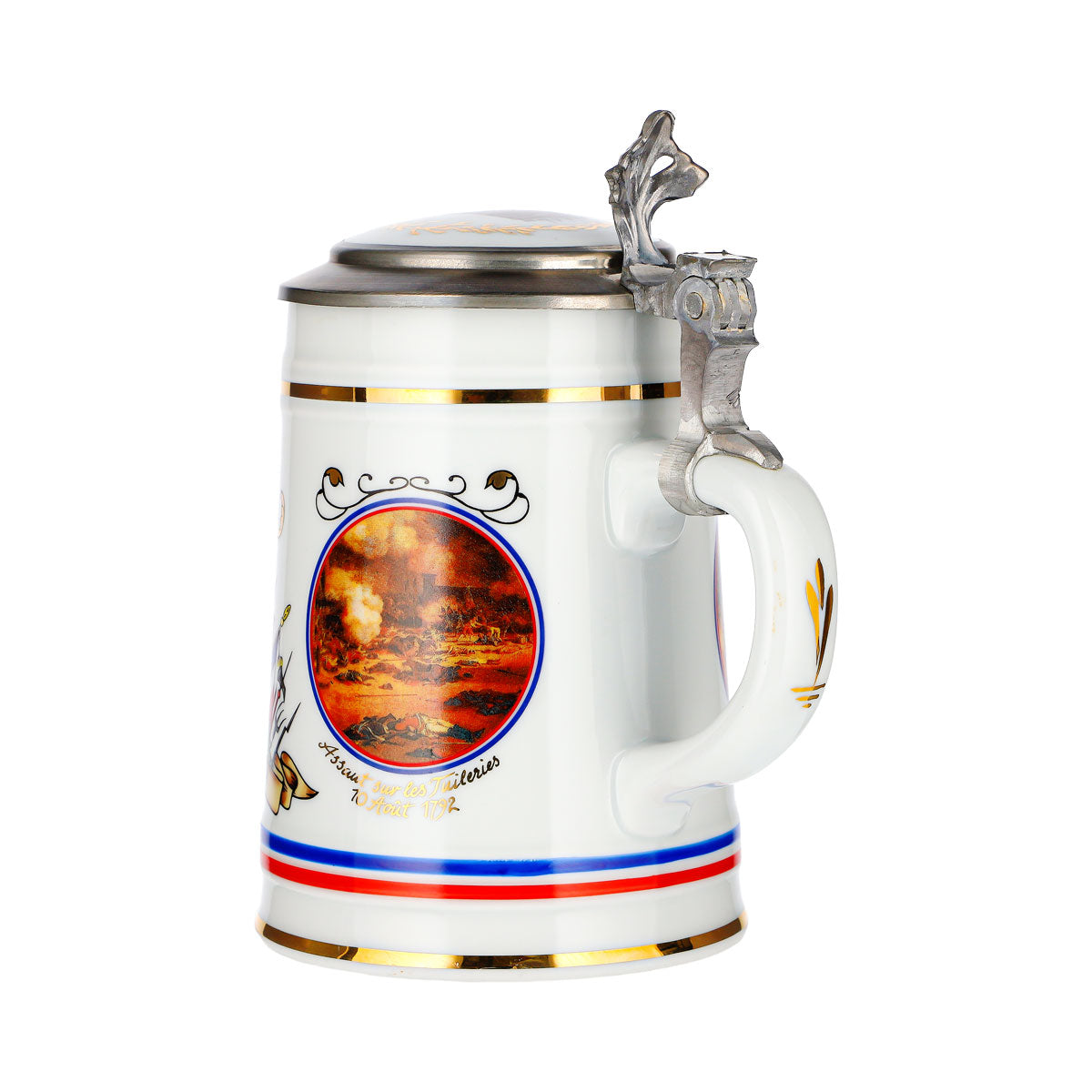 Rastal Beer Mug: French Revolution, Pewter Lid, Glass, Ceramic – View 4