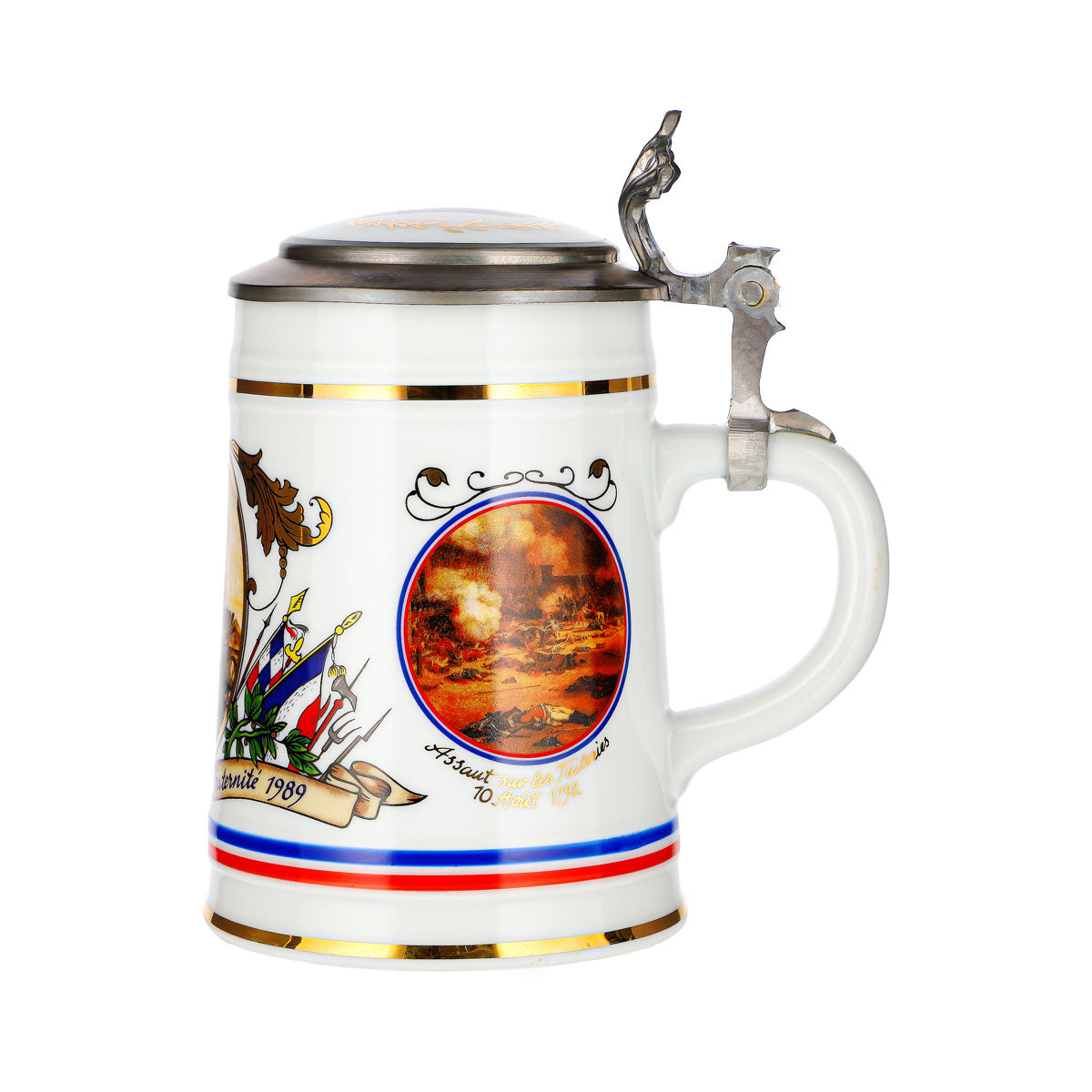 Rastal Beer Mug: French Revolution, Pewter Lid, Glass, Ceramic – View 5