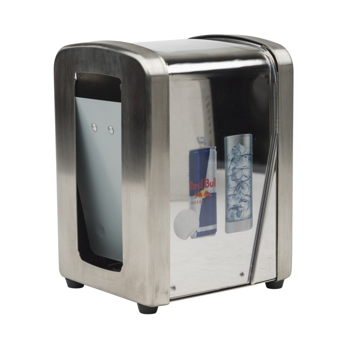 Red Bull Energy Napkin Dispenser Silver Metal Box Retro USA Holder Gastro Table – View 2