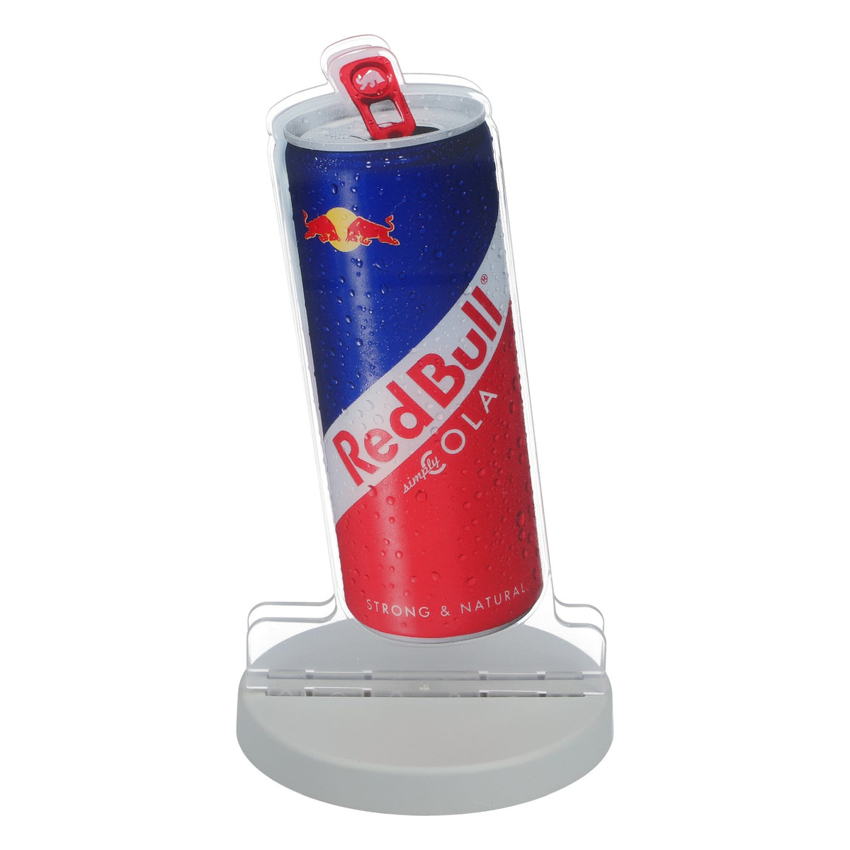 Red Bull table display stand, 2 cans, Simply Cola, flyer holder, card holder, advertising