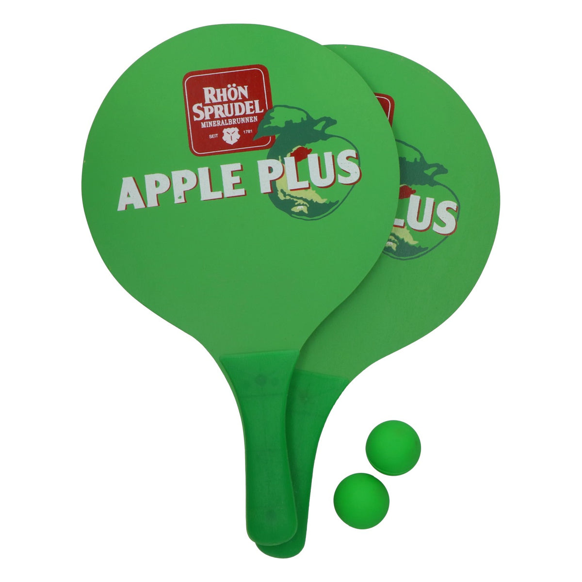 Rhön Sprudel Water Beach Ball Set: 2 Rackets, 2 Balls, Beach Tennis, Green