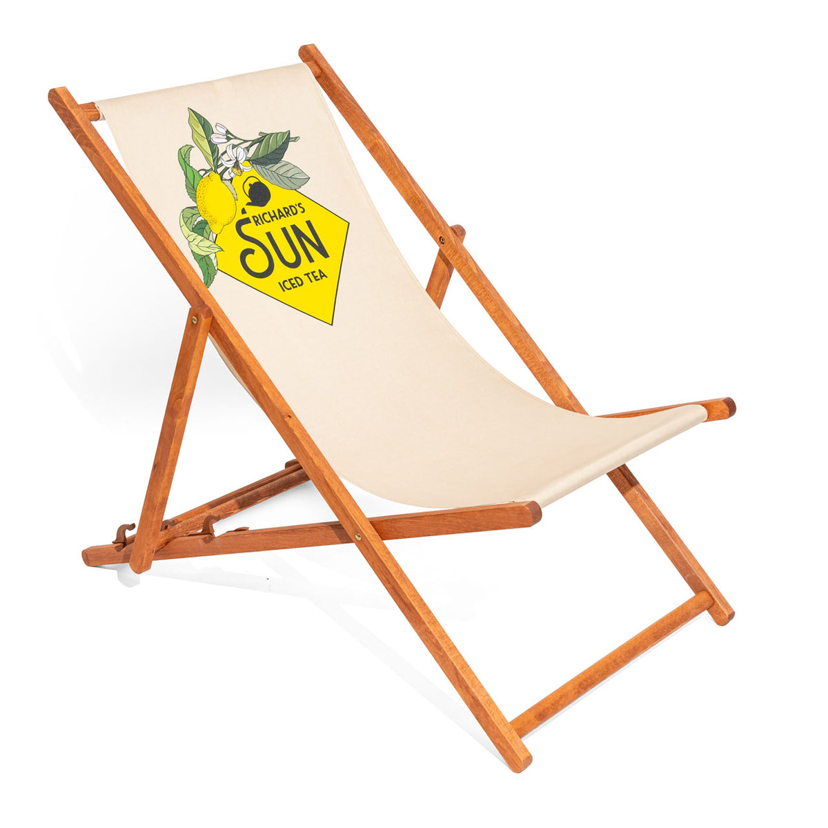 Richards Sun Iced Tea Deck Chair Beach Chair Beige Yellow Foldable Wood