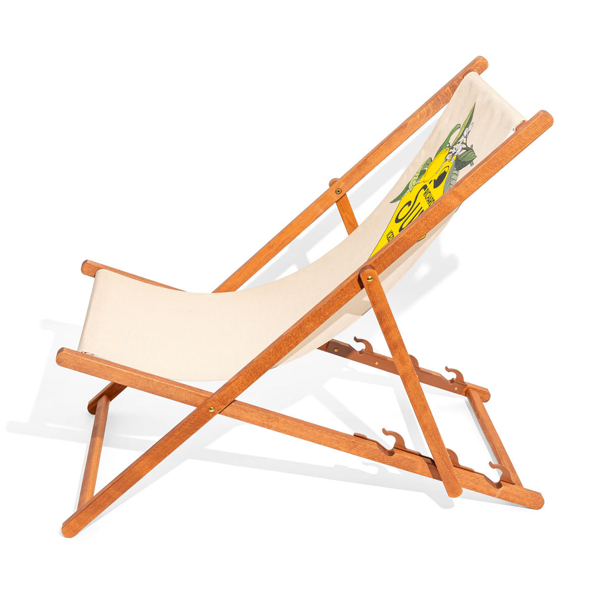 Richards Sun Iced Tea Deck Chair Beach Chair Beige Yellow Foldable Wood – View 3
