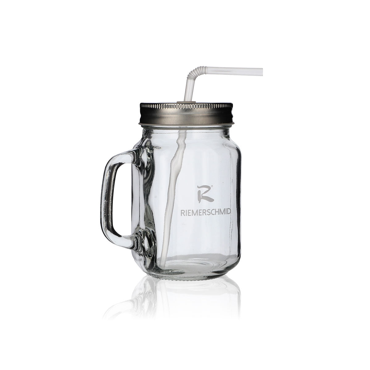 Riemerschmid Henkelkrug Glass 0.49 l Mason Jar Lid Straw Long Drink Cocktail