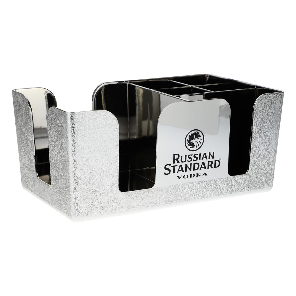 Russian Standard Vodka Barcaddy Chrome-Plated Napkin and Cutlery Holder, Silver