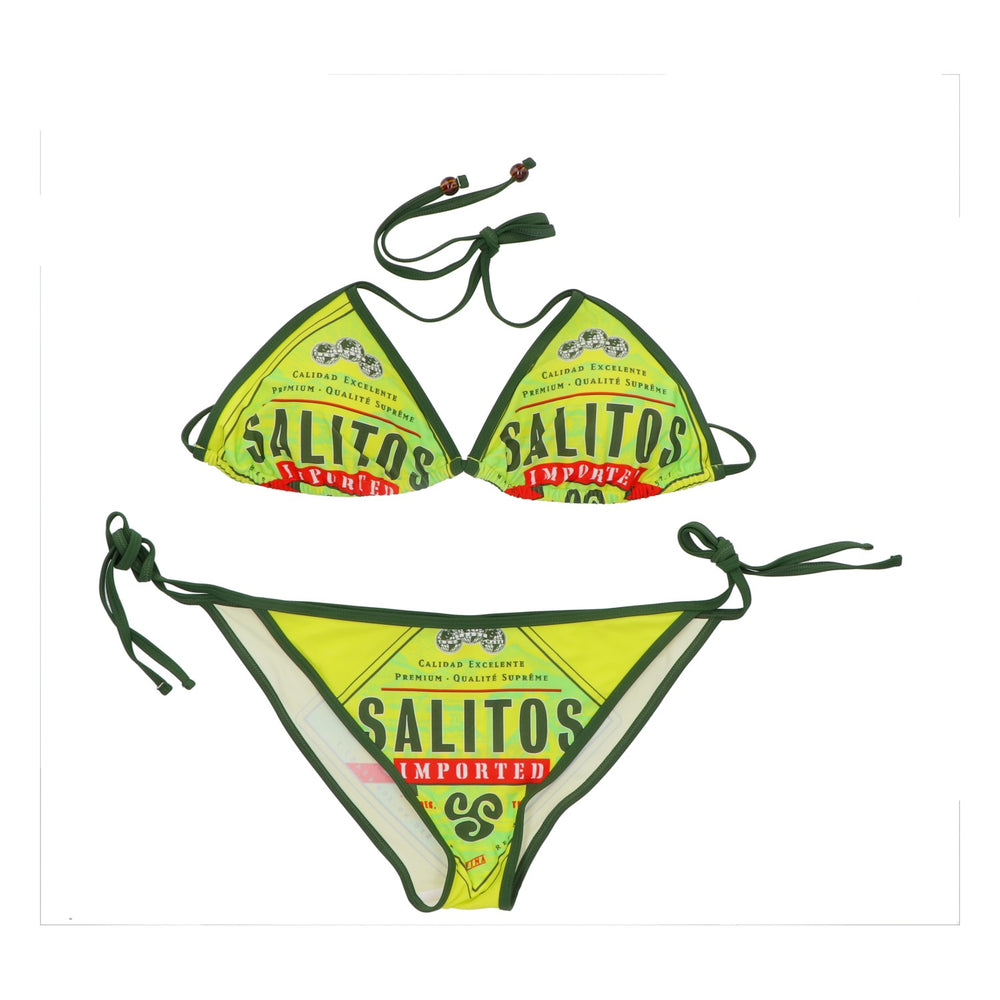 Salitos Beer Bikini Swimwear Beachwear Women's Size 38 Green/Yellow