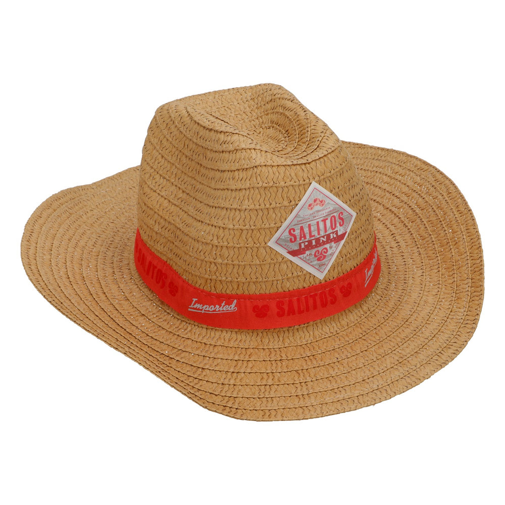 Salitos Beer Hat Real Straw Hat Summer Hat Vacation Hat Party Hat Pink Ribbon