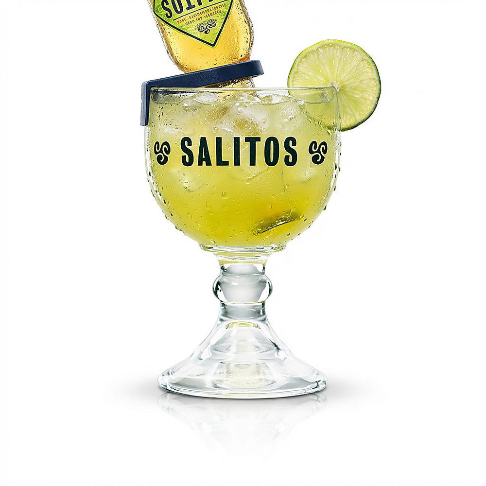 Salitos Salrita Glass 0.6 l - Cocktail Long Drink Aperitif - Includes clip made of real glass