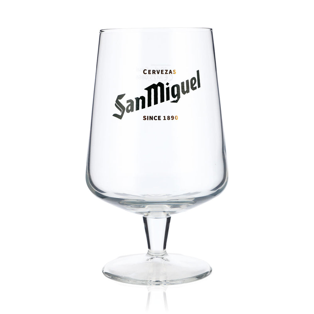San Miguel Beer Glass Beer Glasses 0.5l Goblet Bulbous Design Green Logo