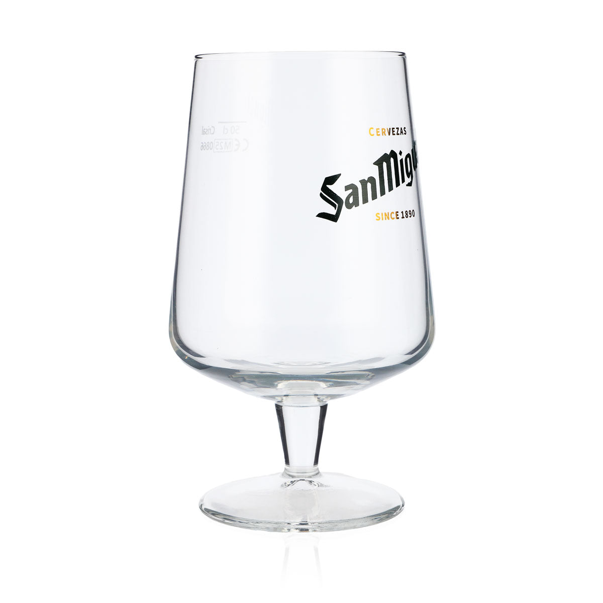 San Miguel Beer Glass Beer Glasses 0.5l Goblet Bulbous Design Green Logo – View 2