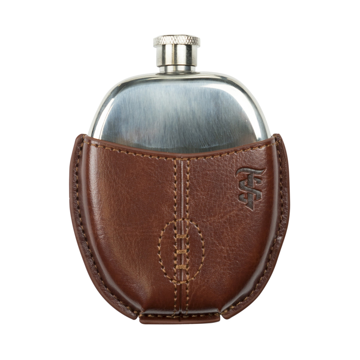Santa Teresa 1796 Rum Hip Flask 95ml Rugby Ball Leather Case Flask Flatman – View 2