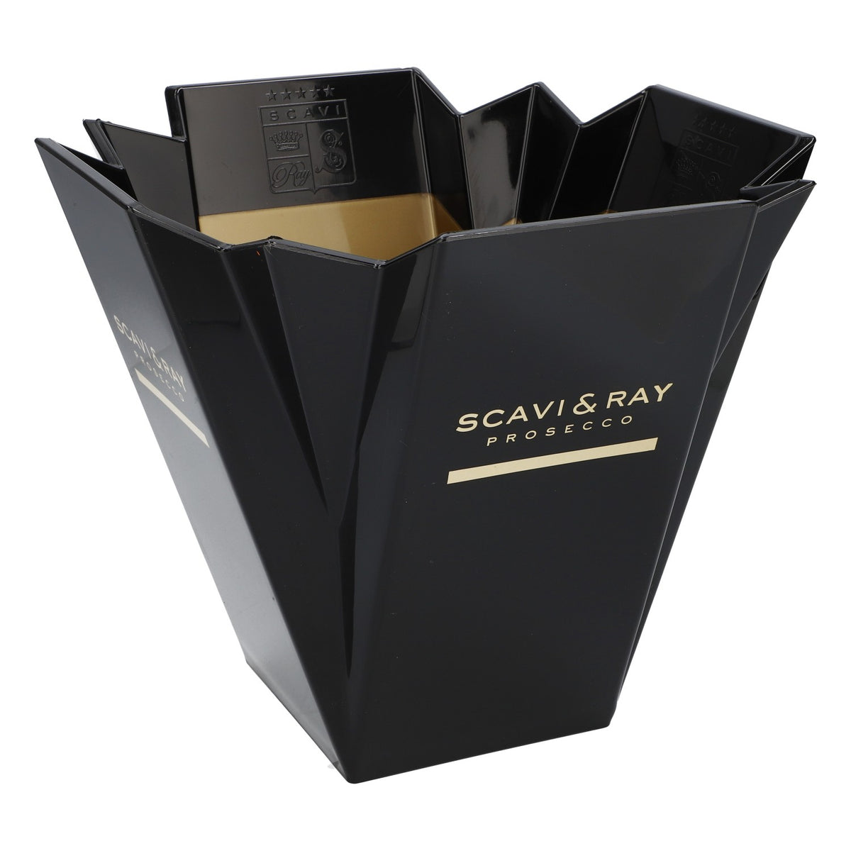 Scavi & Ray Champagne Cooler Bottle Cooler Single Black/Gold Folded Treviso – View 3