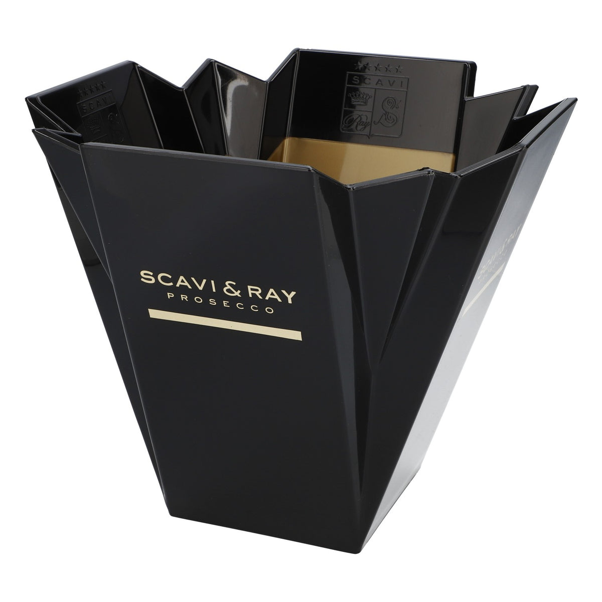 Scavi & Ray Champagne Cooler Bottle Cooler Single Black/Gold Folded Treviso – View 4