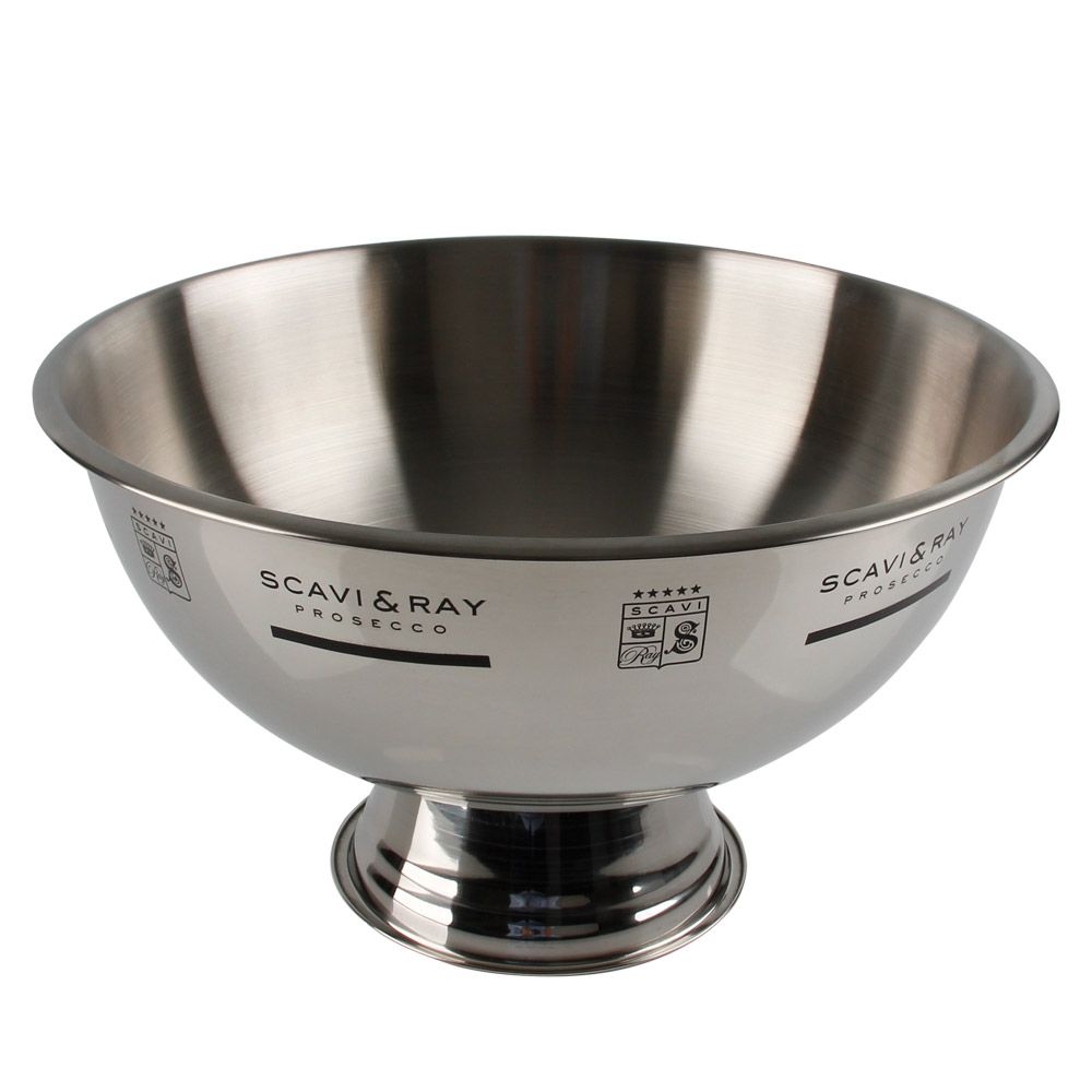Scavi & Ray Sparkling Wine Cooler Metal Bowl Tub Ice Box Ice Cubes Bottles Silver Cool – View 2