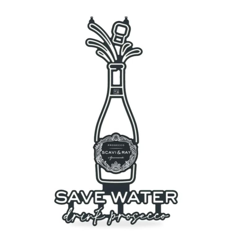Scavi & Ray sparkling wine LED illuminated sign, including power supply, "Drink Prosecco" bottle