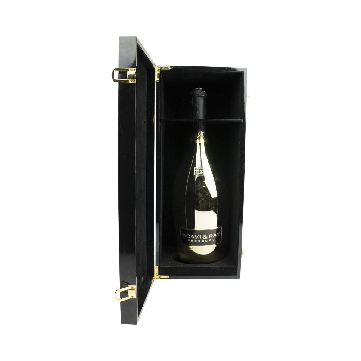 Scavi & Ray sparkling wine EMPTY bottle Magnum 1.5l gold, piano lacquer box black – View 2