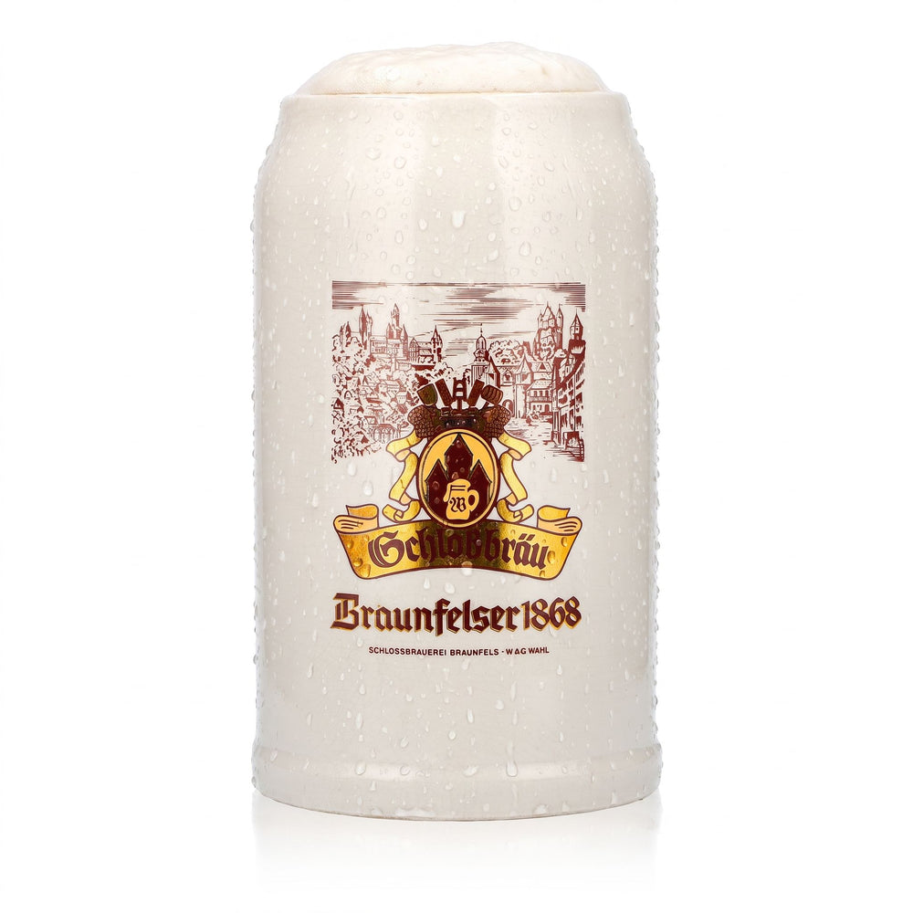 Schlossbräu Beer Glass Clay Jug Beer Stein 1 L Braunfelser 1868 Sahm Earthenware