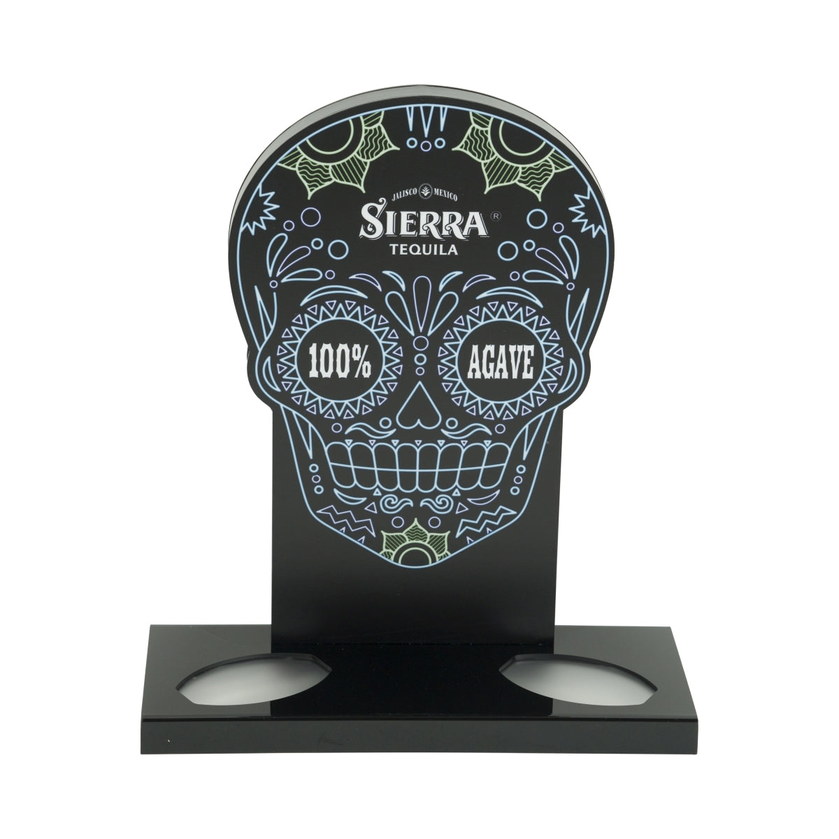 Sierra Tequila LED Glorifier for 2 Bottles Illuminated Sign Advertising Skull