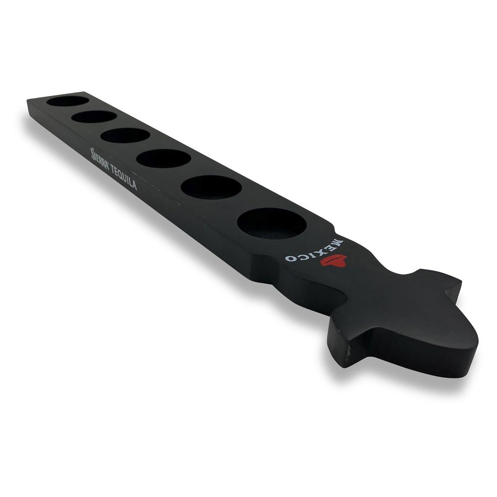 Sierra Tequila Shotmeter Serving Tray Black Real Wood